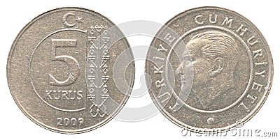 5 turkish kurush coin Stock Photo