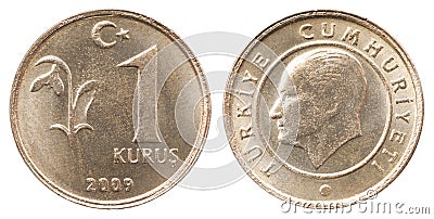 Turkish kurush coin Stock Photo