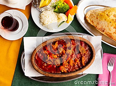 Turkish lamb chop casserole served on table Stock Photo