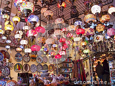 Turkish lamps shop Stock Photo