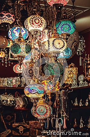 Turkish lamps on bazaar Editorial Stock Photo
