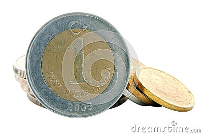 Turkish Lira - 1YTL Coin Stock Photo