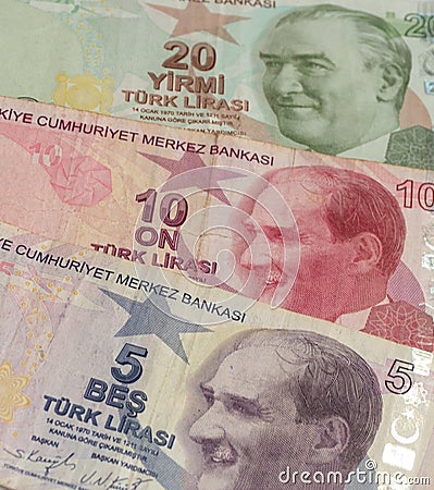 turkish lira banknotes with portrait of Mustafa Ataturk Stock Photo