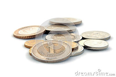 Turkish Lira Coins Stock Photo