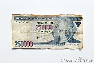 Turkish 250000 lirasi. Stock Photo