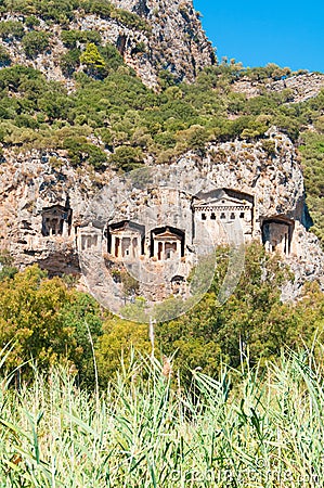 Turkish Lycian tombs - ancient necropolis Stock Photo