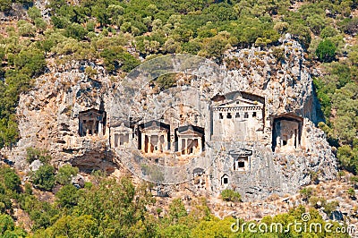 Turkish Lycian tombs - ancient necropolis Stock Photo