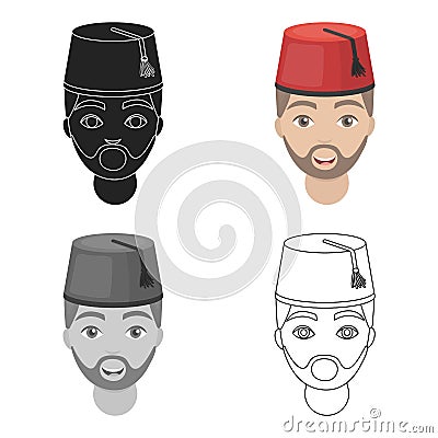 Turkish man icon in cartoon style on white background. Turkey symbol stock vector illustration. Vector Illustration