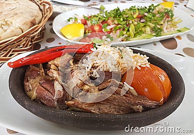 Turkish Meat Food Kebab Lamb Tandoori / Kuzu Tandir Kebap Stock Photo