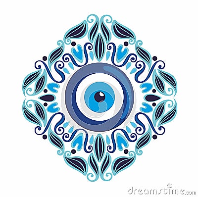 Turkish nazar symbol. Greek charm or amulet. Evil eye charm icon. Vector illustration. Vector Illustration