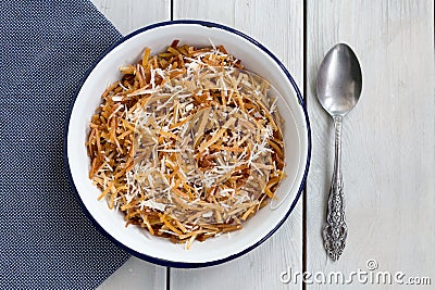 Turkish Noodle / Eriste with cheese Stock Photo