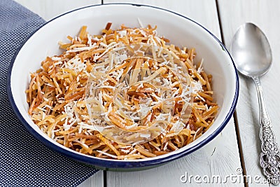 Turkish Noodle / Eriste with cheese Stock Photo