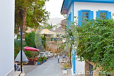 Turkish old streets. beautiful lovely stone city streets. Editorial Stock Photo
