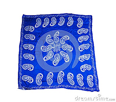 Turkish Oriental beautiful scarves with pictures of natural silk on a white background Stock Photo
