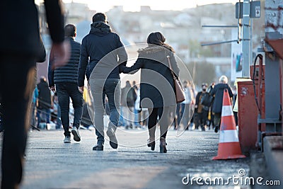 Turkish people wearing protective face masks and walking outside Editorial Stock Photo