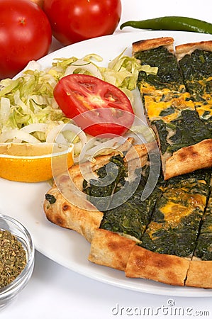 Turkish pide - spinach Stock Photo