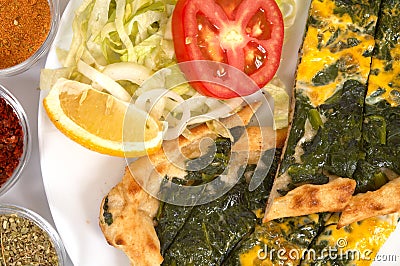 Turkish pide - spinach Stock Photo