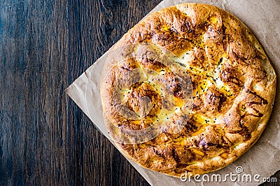 Turkish Ramadan Pita or Ramazan Pidesi. Pide Stock Photo