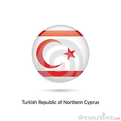 Turkish Republic of Northern Cyprus flag - round glossy button Vector Illustration