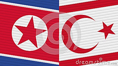 Turkish Republic of Northern Cyprus and North Korea Two Half Flags Together Stock Photo