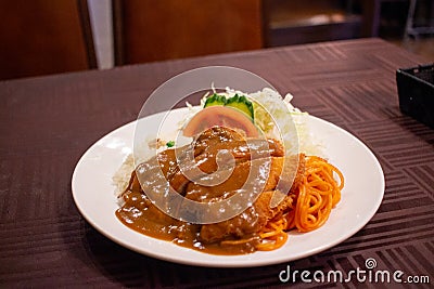 Turkish rice, or Toruko Raisu, one of Nagasaki`s specialty dishes Stock Photo