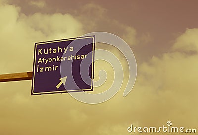 Turkish Road Signboard, Tepebasi district in Eskisehir / TURKEY Stock Photo