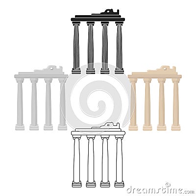 Turkish ruins icon in cartoon,black style isolated on white background. Turkey symbol stock vector illustration. Vector Illustration