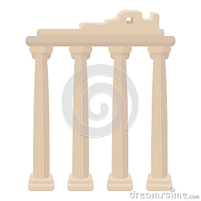 Turkish ruins icon in cartoon style isolated on white background. Turkey symbol stock vector illustration. Vector Illustration