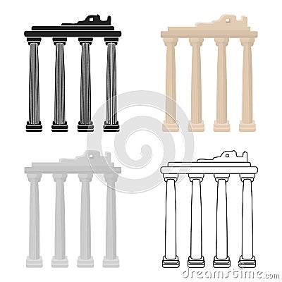 Turkish ruins icon in cartoon style isolated on white background. Turkey symbol stock vector illustration. Vector Illustration