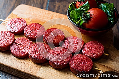 Turkish Sausage on Skewers / Sucuk Stock Photo