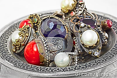 Turkish silver rings Stock Photo