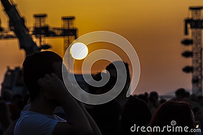 Turkish sunset on public event in Izmir Editorial Stock Photo