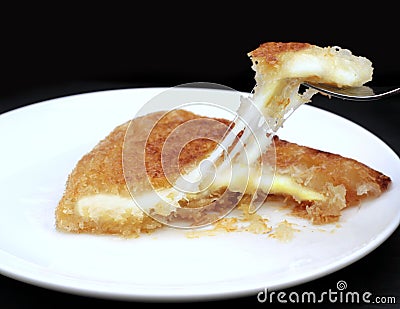 Turkish sweet kunefe. Kunafa Kadaif with cheese. Stock Photo