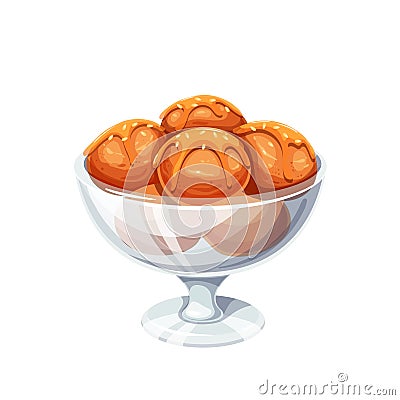 Turkish sweet round dessert Lokma Vector Illustration