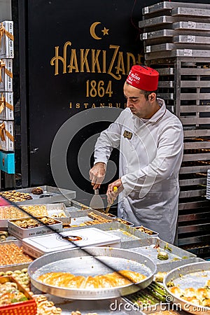 Turkish sweets at Hafiz Mustafa 1864 Confectionery Editorial Stock Photo