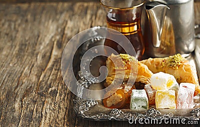 Turkish sweets. Mixed Lokum Stock Photo