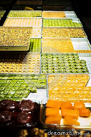 Turkish sweets in a shop Stock Photo