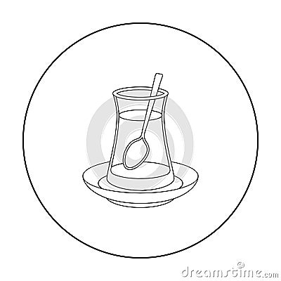 Turkish tea icon in outline style isolated on white background. Turkey symbol stock vector illustration. Vector Illustration