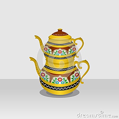 Typical Traditional Turkish Tea Pot Vector Illustration Vector Illustration