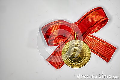 A Turkish tradition. quarter gold for weddings and birth. Stock Photo