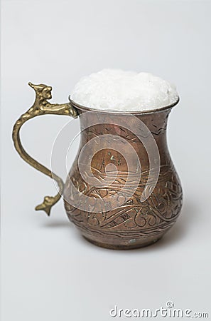 Turkish traditional drink ayran in copper cup Stock Photo