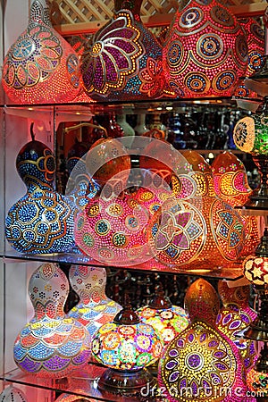 Turkish traditional multicolored lamps Stock Photo