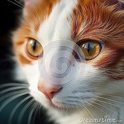 A Turkish Van cat (Felis catus) showcasing dichromatic eyes Stock Photo