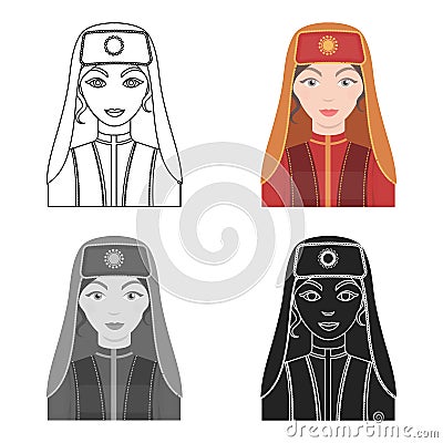 Turkish woman icon in cartoon style isolated on white background. Turkey symbol stock vector illustration. Vector Illustration