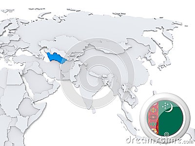 Turkmenistan on map of Asia Stock Photo