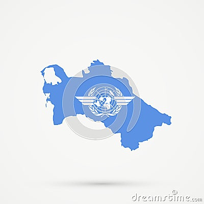 Turkmenistan map in International Civil Aviation Organization ICAO flag colors, editable vector Vector Illustration