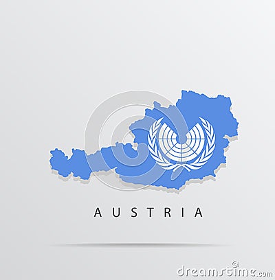 Vector map of Austria combined with United Nations Parliamentary Assembly (UNPA) flag. Vector Illustration