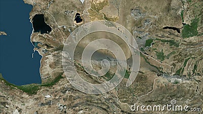 Turkmenistan outlined. High-res satellite Stock Photo