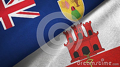 Turks and Caicos Islands and Gibraltar two flags Stock Photo