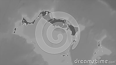 Turks and Caicos Islands outlined. Grayscale Stock Photo